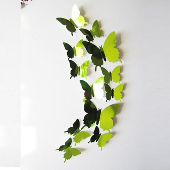 Vikakiooze Home Decor Wall Stickers Decal Butterflies 3D Mirror Wall Art Home Decors Green