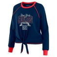 thumbnail image 2 of Women's WEAR by Erin Andrews Royal/Red New York Giants Plus Size Tie-Front Long Sleeve Top, 2 of 4