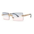 thumbnail image 2 of Super Luxury Rich Rhinestone Chain Frame Rimless Gangster Sunglasses Gold Black Pink, 2 of 4