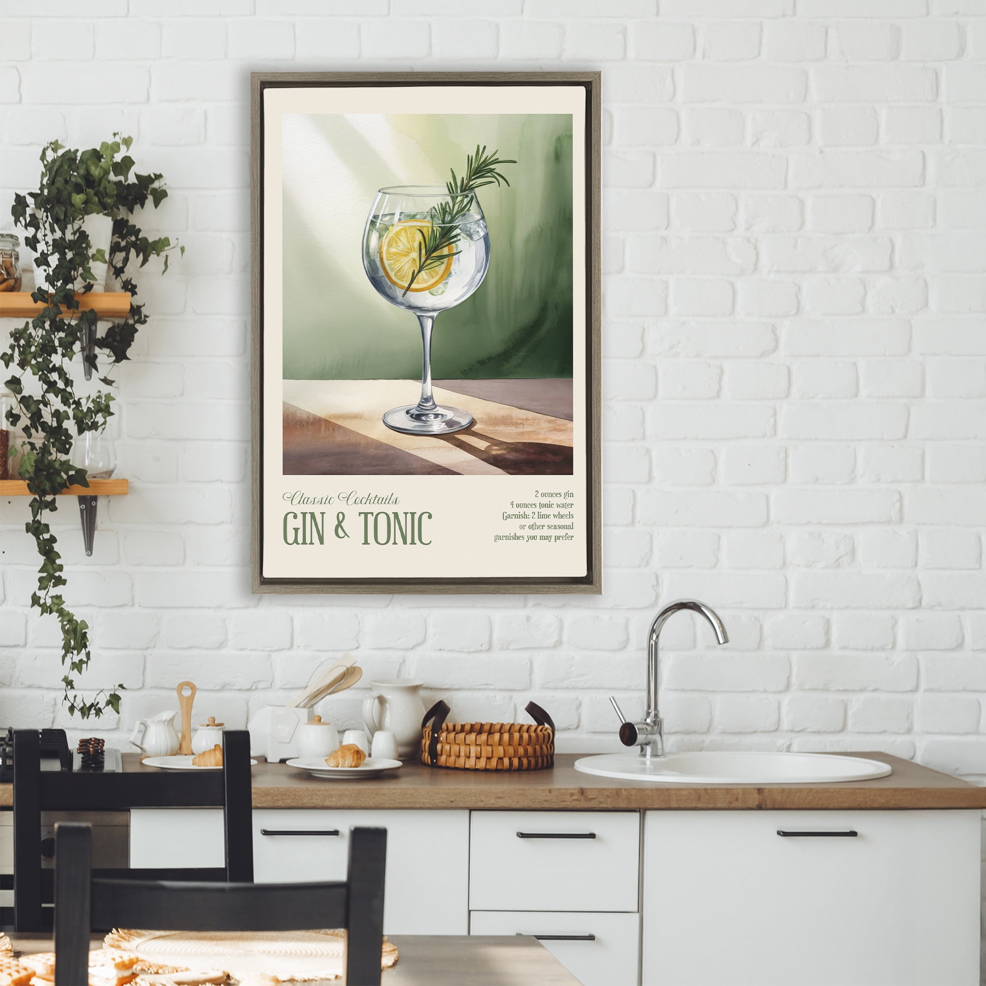 Stupell Industries Gin & Tonic Sun Rays Brown Framed Floater Canvas Wall Art, design by Andreas Magnusson