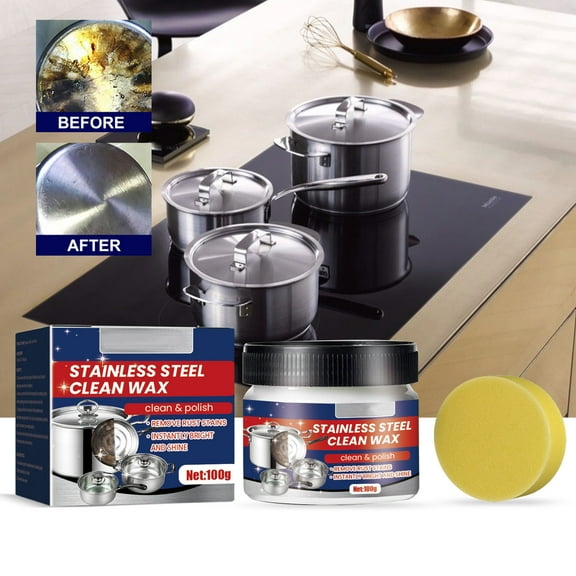 Stainless Steel Clean Wax Multi-Purpose Cleaning Paste Polishing Scratching Paste, Stainless Steel Cleaner And Metal Polish For Kitchen Ware Pots Pans Stoves, 1 X Cleaning Wax   1