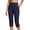 Navy, variant on Ynynloco Women's Capris Pull-On Stretch Straight Leg High Waist Casual Cropped Dress Pants with Pockets for Golf Yoga Office Work