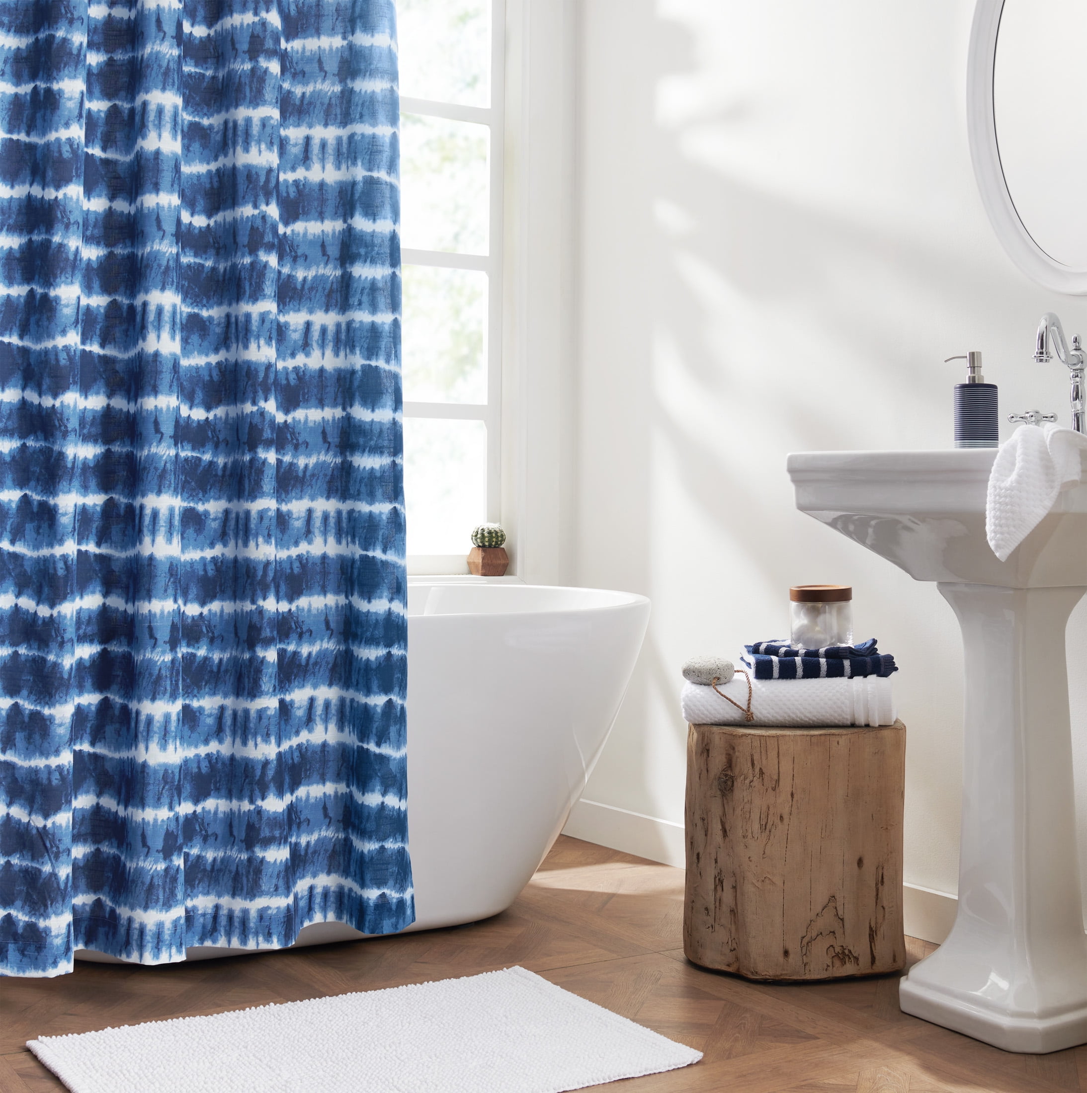 13PC SYLVIA RUST LINES Printed Design Bathroom Fabric Shower Curtain Set Hook 