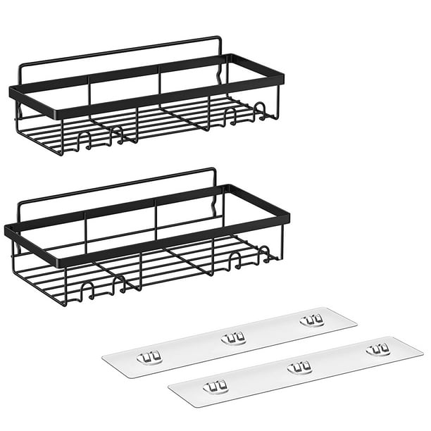 Estante Organizador de Carrito de Ducha (Paquete de 2) Accesorios de BañO Estantes de Cesta con Ganchos Almacenamiento de Ducha de Montaje en Pared