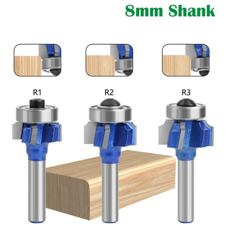 

R1 R2 R3 Woodworking Milling Cutter 4 Teeth Router Bit 8mm Shank Edge Trimmer