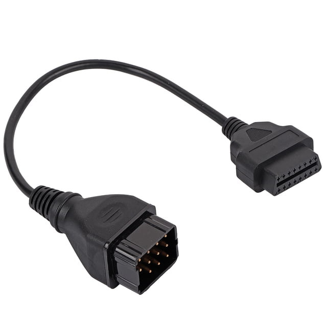 Conector de 12 pines a 16 pines para diagnóstico de automóviles y adaptador de cable de diagnóstico OBD2 de extensión