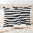 thumbnail image 3 of Boho Black Stripe Outdoor Waterproof Pillow Covers, Abstract Geometric White Minimalist Decorative Square Throw Pillowcase Sofa Cushion Sham for Patio/Couch/Chair, 20"x20" 2 Pack, 3 of 8