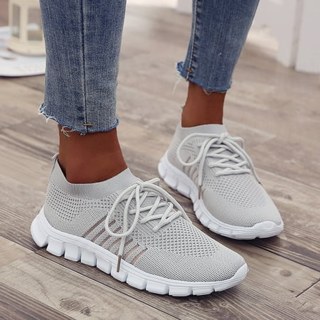 

Foraging dimple Fashion Women Mesh Casual Lace-Up Sport Shoes Runing Breathable Shoes Gray