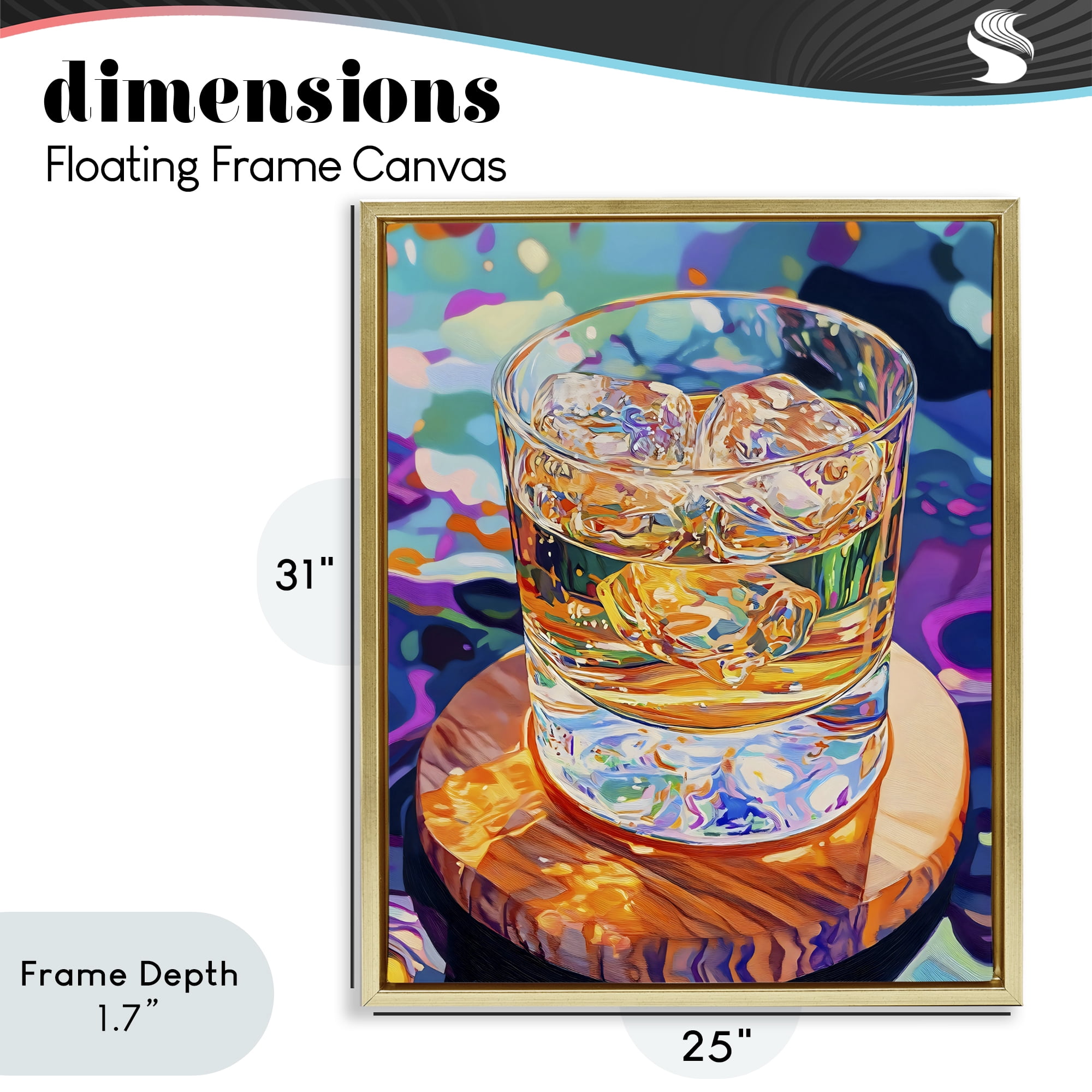 Stupell Industries Ice Cold Glass Reflections Gold Framed Floater Canvas Wall Art, design by Creative Studio