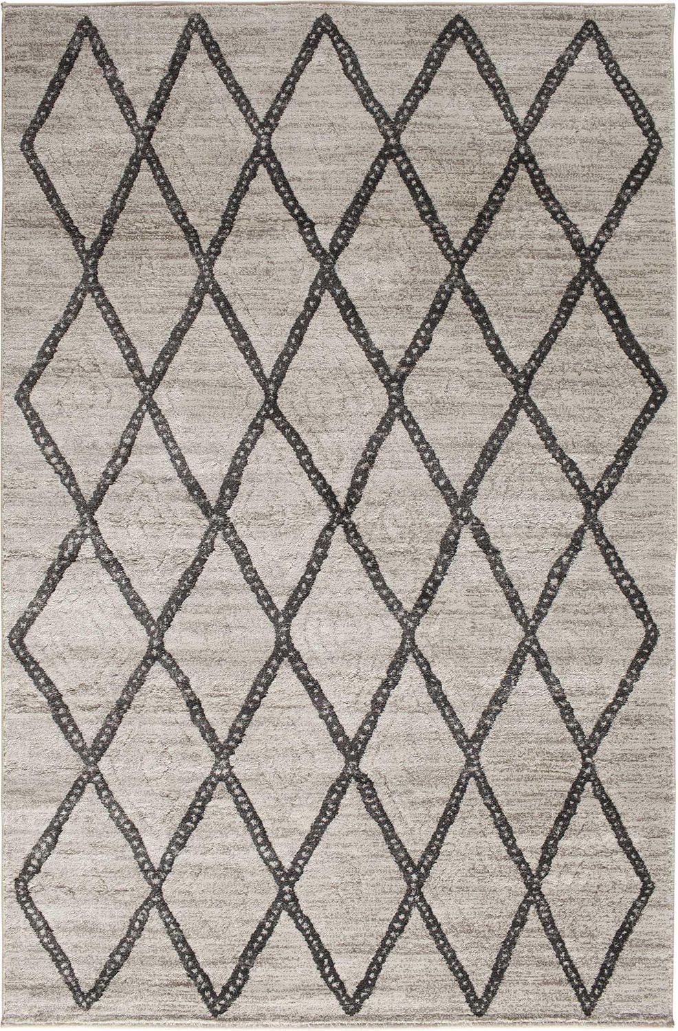 Zunthus Light Tan and Brown Woven Area Rug