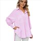 thumbnail image 3 of Camisas de Rayas con Botones para Mujer, Túnicas de Larga, Rosa, XXL, 3 of 9
