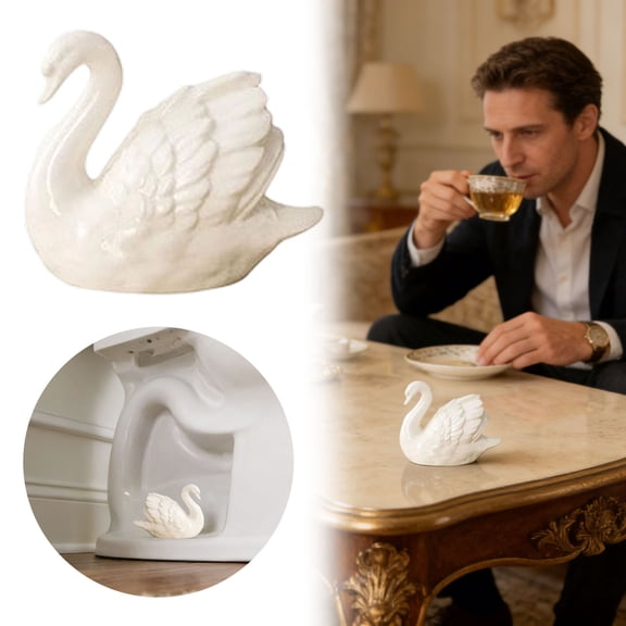 Ceramic Swan Toilet Bolt Covers, 1Pcs Decorative Porcelain Toilet Bolt Caps for Bathroom Decor, Universal Fit Universal Hideaway Accessories,B