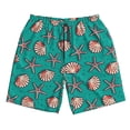 thumbnail image 3 of Uemuo Starfish and Shell Pattern Men's Swim Trunks Hawaiian Beach Bathing Suit Swimsuits Beach Quick-Dry Shorts with Pockets-Large, 3 of 9