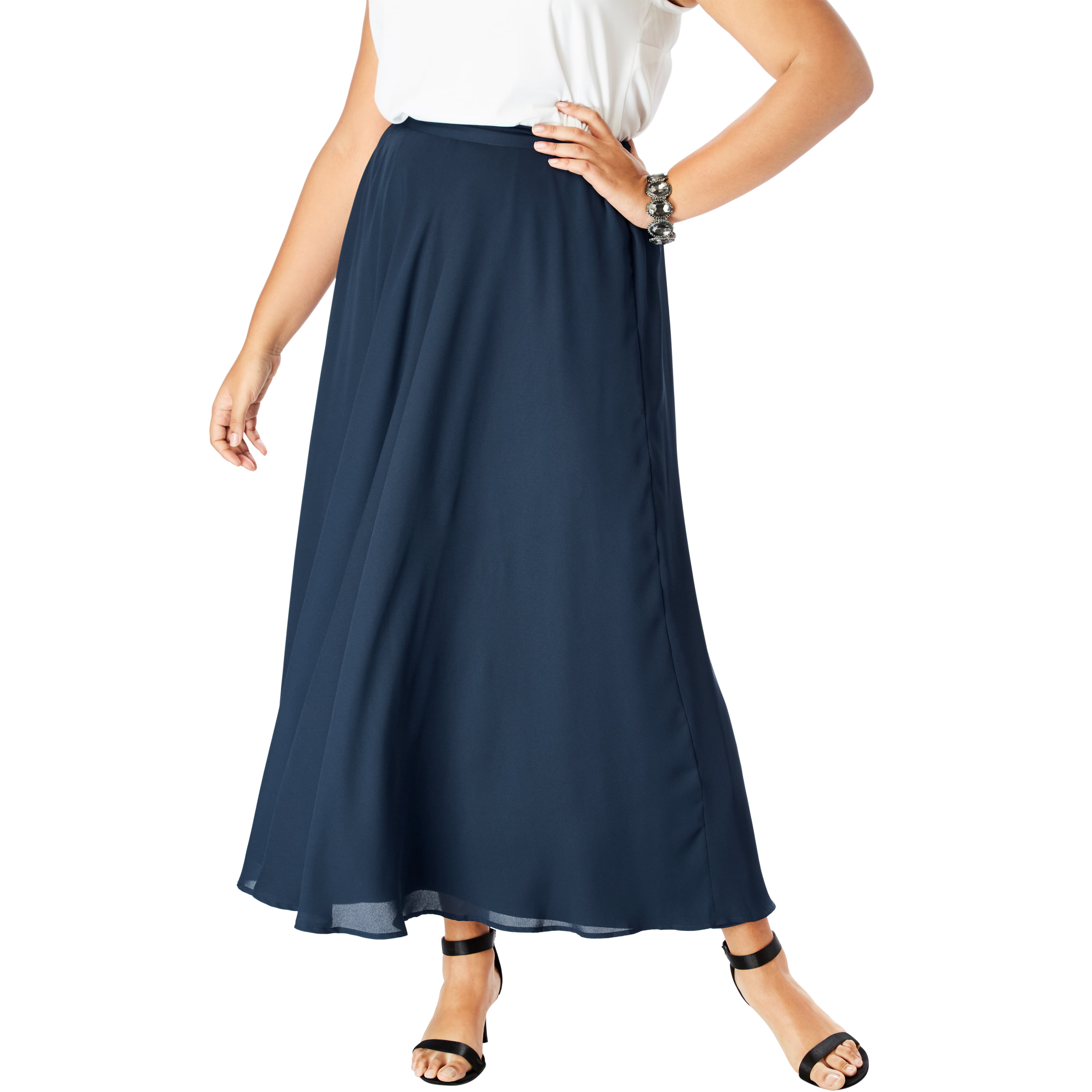 Roaman's - Roaman's Women's Plus Size Georgette Maxi Skirt - Walmart ...