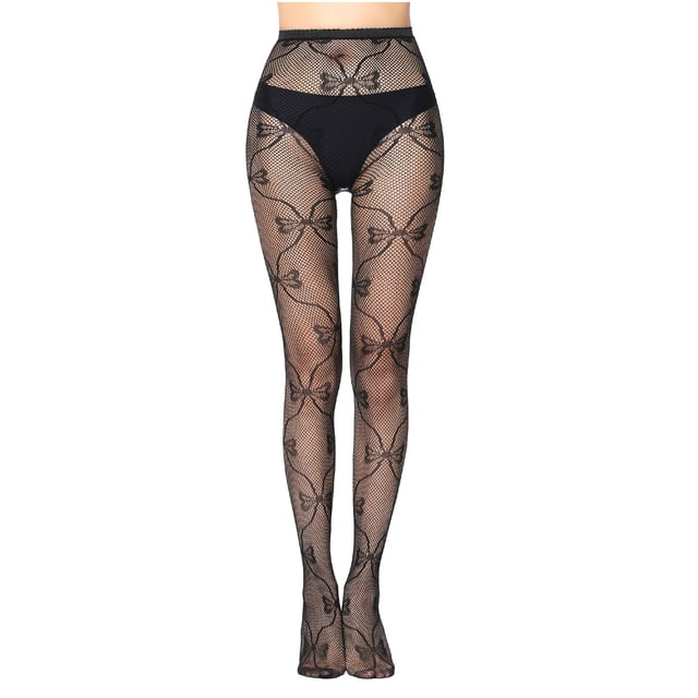 Collants de Base pour Femmes à Motif de Cœur Ajouré en Résille, Chaussettes de Base en Résille pour Femmes