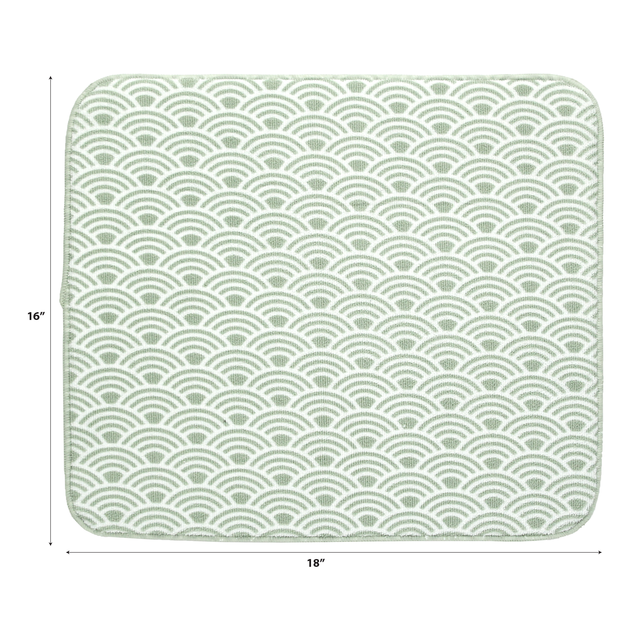 Kitchen Basics Dish Drying Mat, 16" x 18", Green, Wave Print