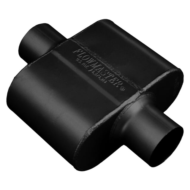Flowmaster Exhaust Muffler 9430109 10 Series Delta Force; Single 3 Inch Center Inlet; Single 3 Inch Center Outlet; 6-1/2 Inch Body/14-3/4 Inch Overall Length
