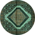 thumbnail image 1 of Ahgly Company Machine Washable Indoor Round Persian Turquoise Blue Traditional Area Rugs, 6' Round, 1 of 4