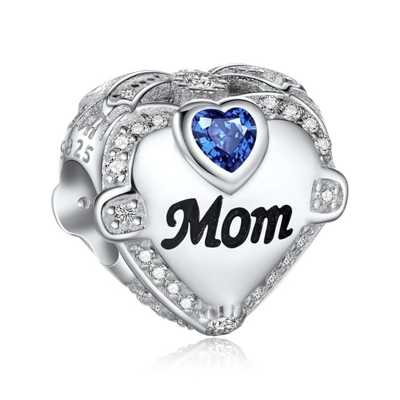 925 Sterling Silver Heart-Shaped Pendant, I Love Mom