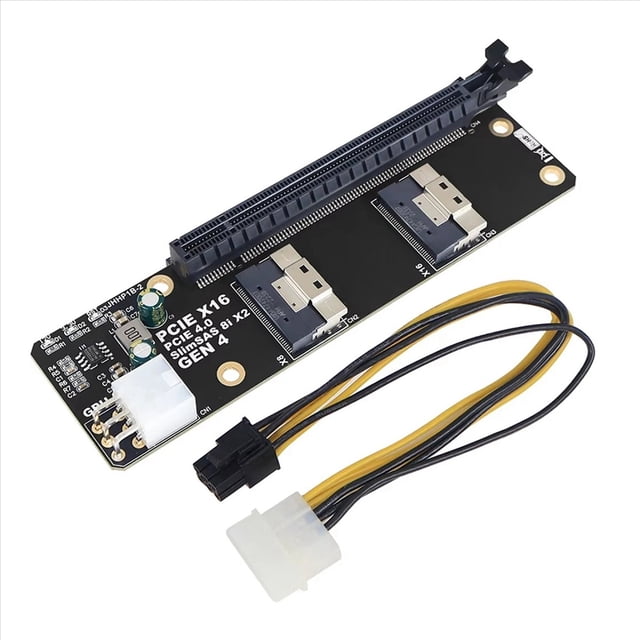 6X 2 Port SlimSAS 8i X2 to PCIe 4.0 X16 Slot Adapter Card SFF8654 Riser Card GEN4 for Network Graphics Video Card GPU