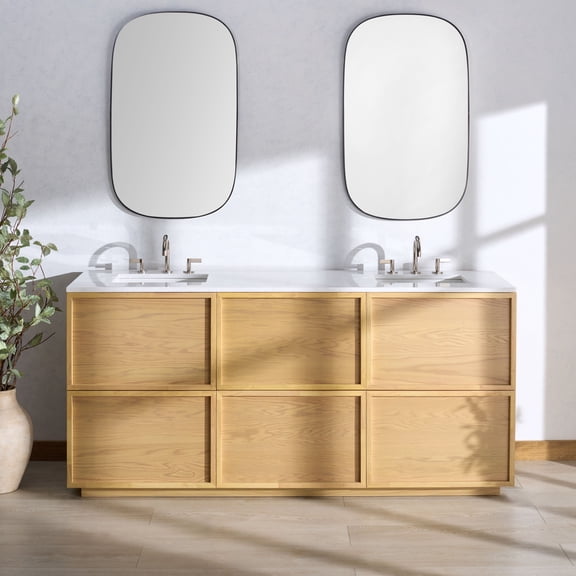 Safavieh Couture Zeus 72" Double Sink Bathroom Vanity, Natural/White
