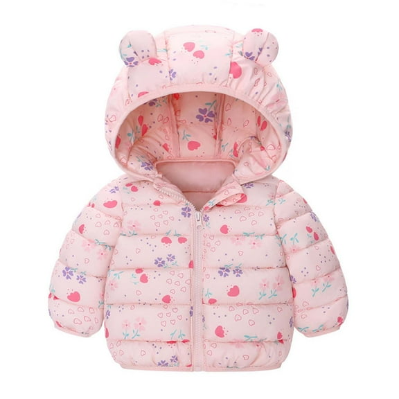 Boys And Girls Fall And Winter Printing Coat Small And Medium-sized Hooded Warm Coat