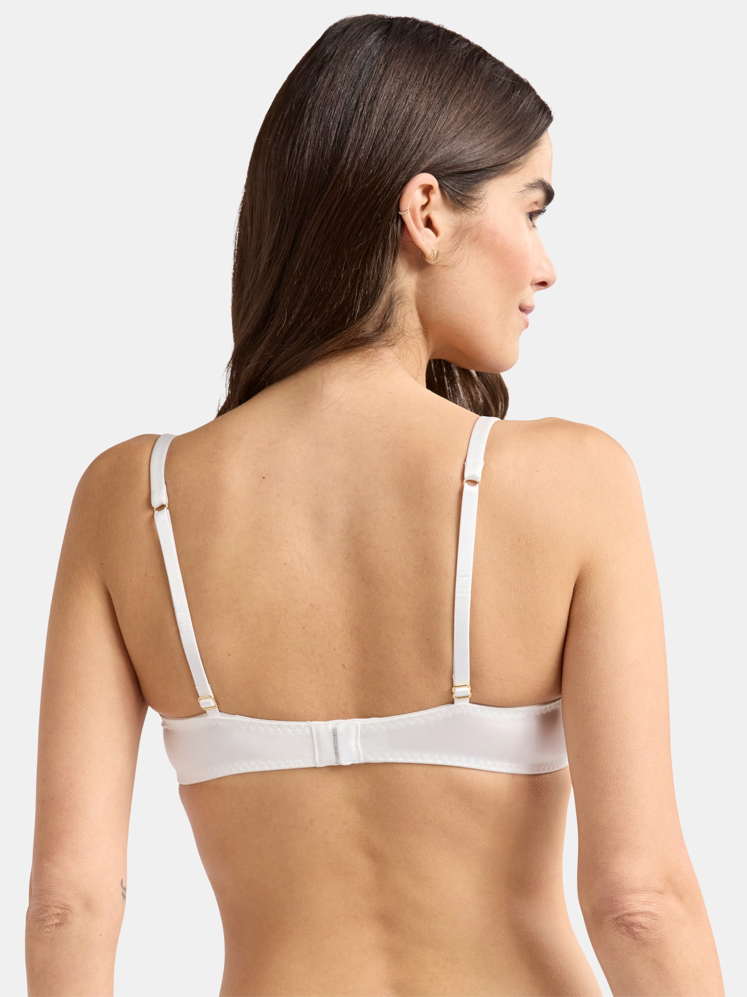 Joyspun Women's Bridal Satin Push Up Bra with Lace Trim, Sizes 34B-40C