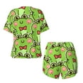 thumbnail image 2 of Sigee Cute Green Frog for Sleepwear Casual Pjs with Pockets Women's Pajamas Sets Shorts 2 Piece Short Sleeve Lounge Sets 3X-Large, 2 of 9