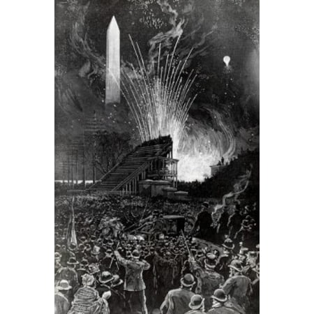 First Illumination Of National Monument On March 4 1885 Inauguration Of President Cleveland Artist Unknown Canvas Art - (18 x 24)