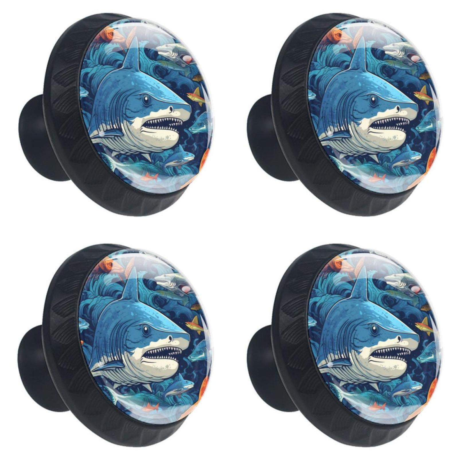 4 Pcs Shark Knobs for Kitchen Cabinet Cupboard Dresser Bookcase Drawer Pulls Handles Round Home Decor