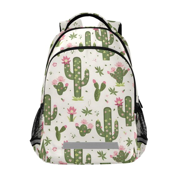 ALAZA Cactus and Pink Flowers Backpack Elementary School Bag Bookbag Travel Rucksack