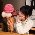 thumbnail image 4 of comerut Ice Cream Cone Throw Pillow Plush Toy Stuffed Doll Plushie Home Office Bedroom Couch Sofa Decoration Kids Adults Christmas Birthday Gift, 4 of 8