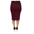 thumbnail image 4 of Obadiah Collection Stretchy Pull on Pencil Skirt for Women with Pockets and Belt(Burgendy, Medium), 4 of 4