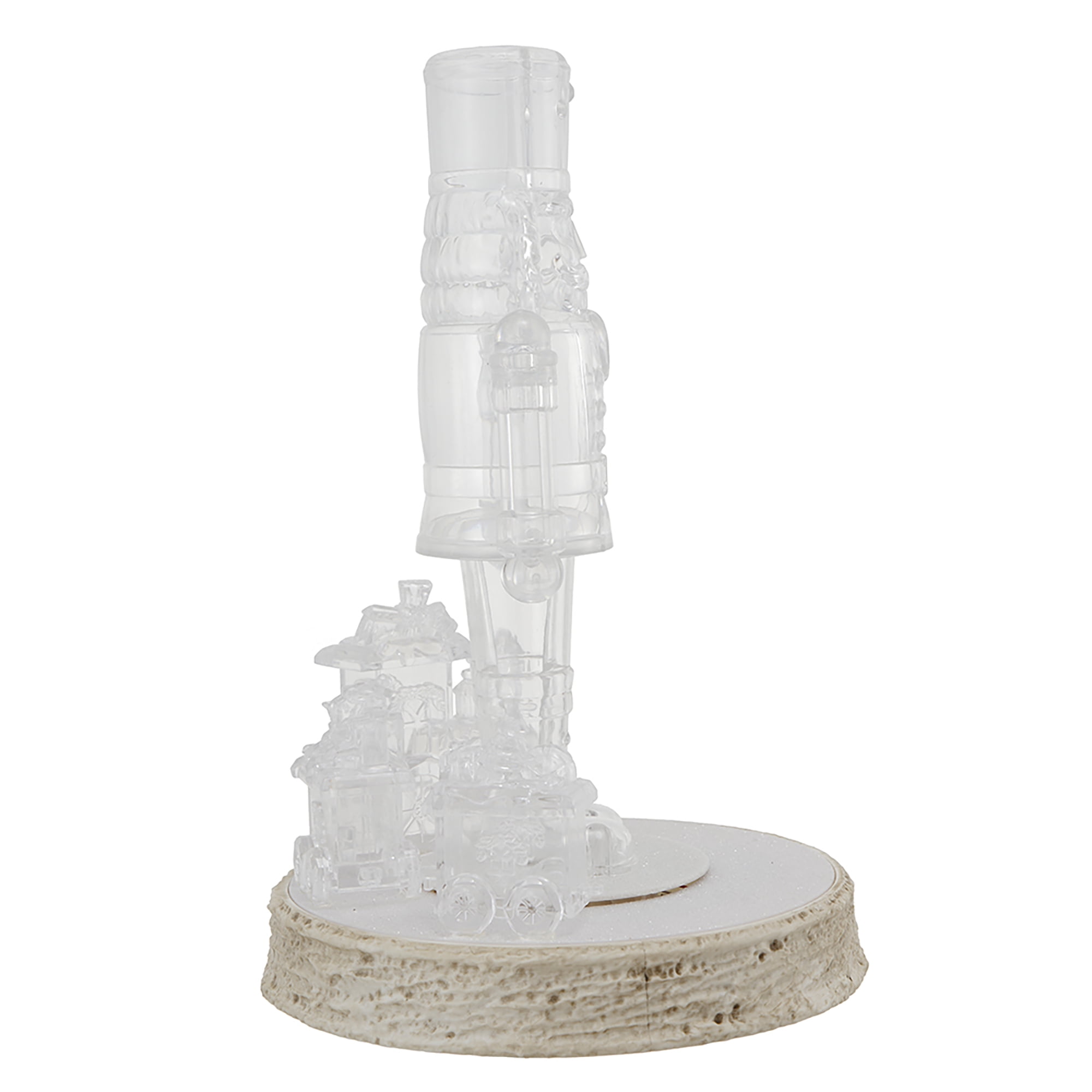Light-Up and Musical Animated Acrylic Nutcracker with Train Christmas Decoration, Clear, 13", by Holiday Time