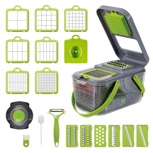 Cortador de verduras multifuncional multiusos 22 en 1 con cuchillas ajustables, cortador de verduras, cortador de rallador de cocina
