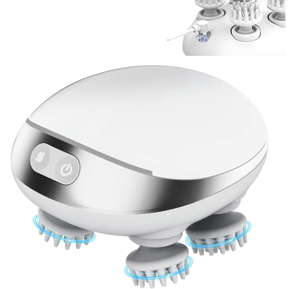 VoluVibe 5 in 1 Electric Scalp Massager, Portable Heated Head Hair Massager with 88 Kneading Nodes, 2 Massage Styles, 3 Speed Modes for Hair Growth, Stress Relief and Deep Clean, Gifts for Women Men