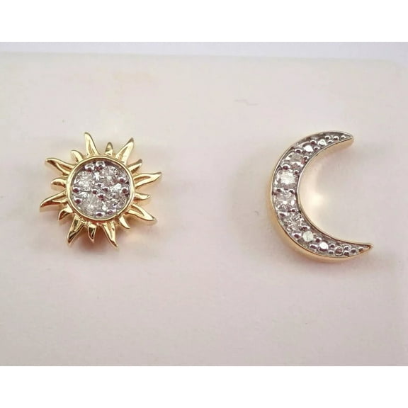 2Ct Round Cut Lab-Created Diamond Sun Moon Stud Earrings 14K Yellow Gold Plated