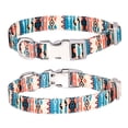 thumbnail image 1 of Boho Style Dog Collar with Custom Engraved Lost Letter Multicolored Printed Pet Accessory for Safe Walks, 1 of 4