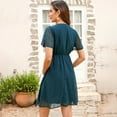 thumbnail image 4 of Women's Maternity Dress V Neck Short Sleeve Swiss Polka Dot Midi Dress Summer Casual A Line Dress, 4 of 5