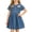 Blue, variant on Amidoa Girls Summer Dresses A-Line Solid Color Bowknot Short Sleeve Dresses Kids Casual Sundress Blue Size 6