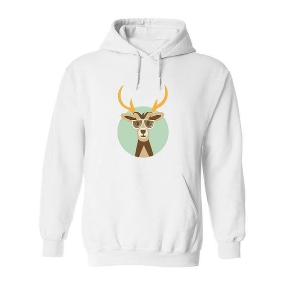 Hipster Deer Design Hoodie Men -Image by Shutterstock, Male Large