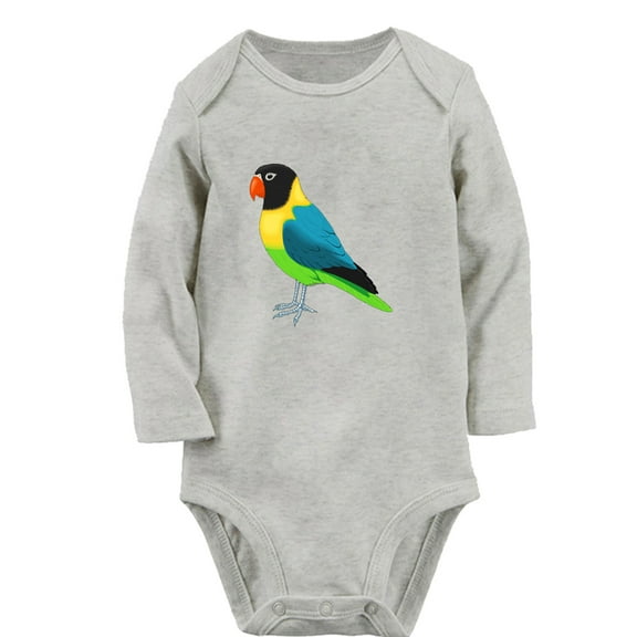 iDzn Little Baby Cute Rompers, Newborn Babies Unisex Bodysuits, Infant Animal Parrot Graphic Jumpsuits, Toddler Kids Long Sleeve Oufits (Gray, 6-12 Months)