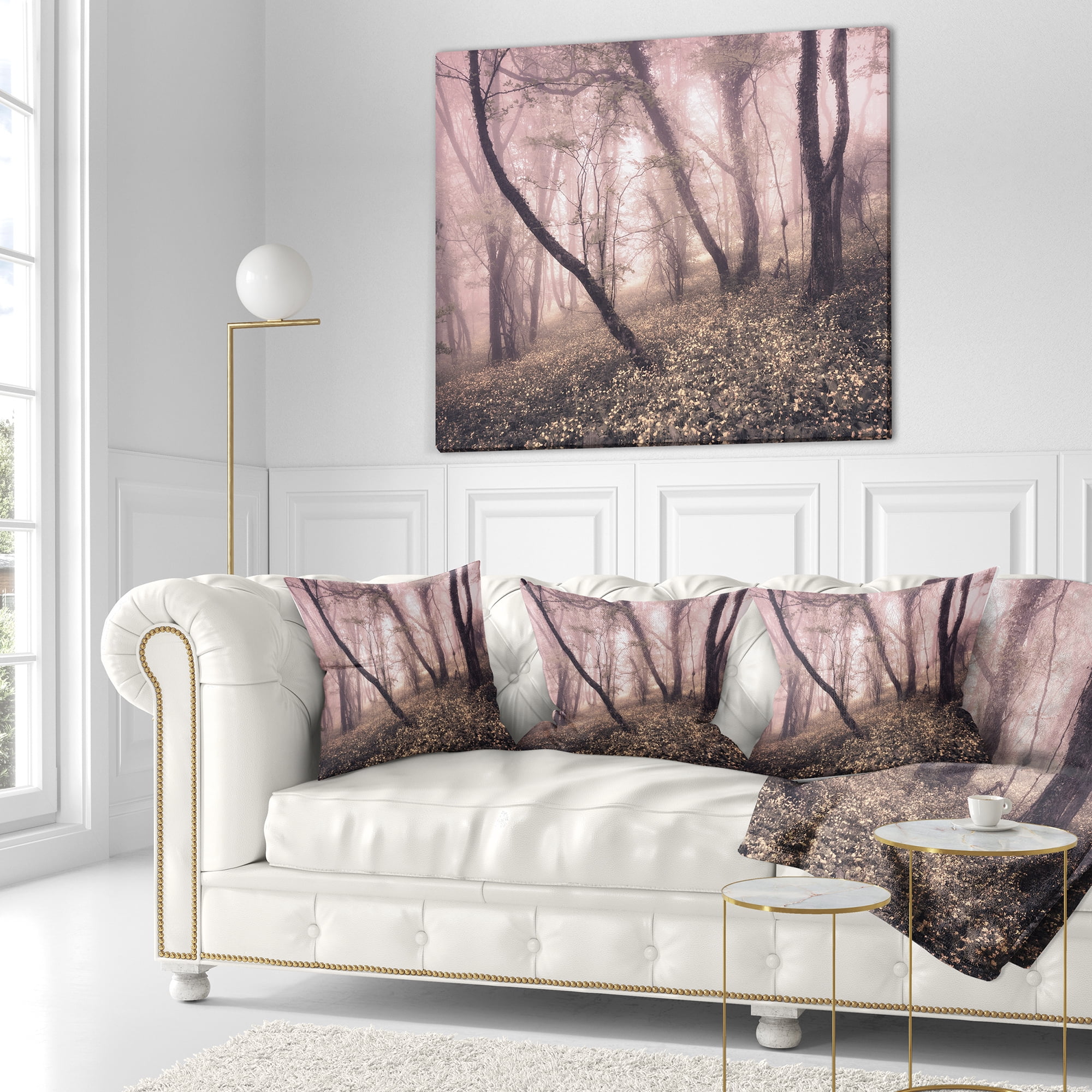 Designart Vintage Autumn Landscape - Contemporary Throw Pillow - 16x16