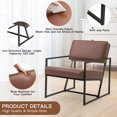 thumbnail image 4 of AVAWING Mid-Century Modern Accent Chairs (25” x30” x31”), Leather Retro Arm Chair with Metal Leg, Accent Chair for Living Room, Bedroom (Brown), 4 of 8