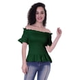 thumbnail image 6 of Moomaya Womens Off Shoulder Smocked Top Solid Short Sleeve Casual Summer Tops, 6 of 7