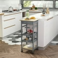 thumbnail image 2 of HOMCOM Kitchen Island Cart with Drawer, Removable Tray and Wire Basket, 2 of 10