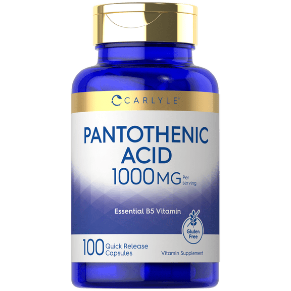 Pantothenic Acid | 1000mg | 100 Capsules | Essential B5 Vitamin | by Carlyle