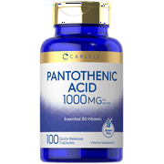 Pantothenic Acid | 1000mg | 100 Capsules | Essential B5 Vitamin | by Carlyle