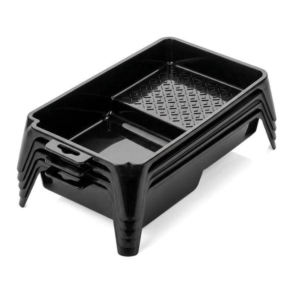 Precision Defined 4-inch Paint Tray Liner Set - Durable Heavy Duty Plastic - 12-Pack(Black)