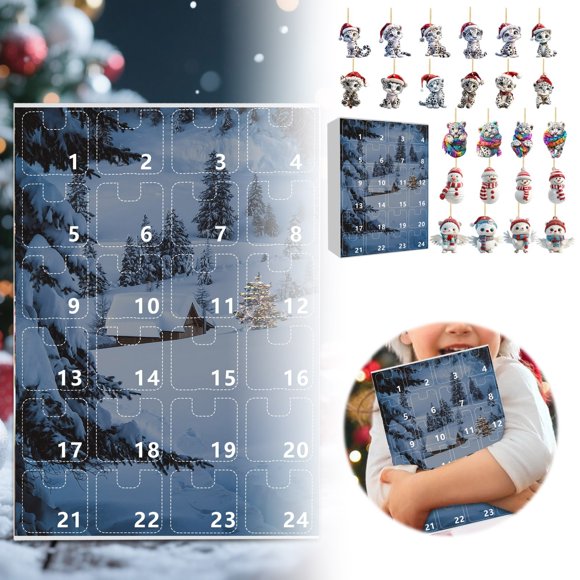 BotaniNest Calendrier de l'Avent Surprise avec Bibelots de Vacances Suspendus Père Noël pour Enfants Famille